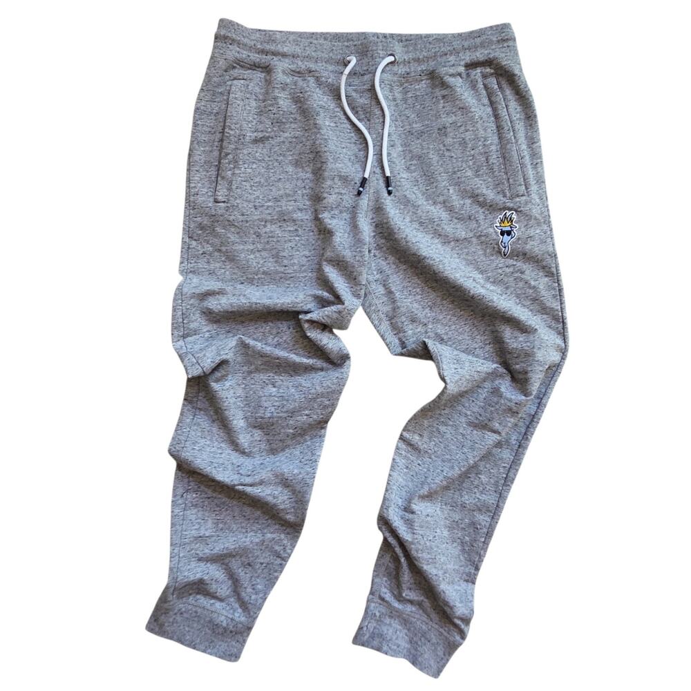 GOAT USA Mens Gray Fleece Jogger Sweatpants sz L Embroidered Logo Light Gray